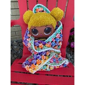 Crocheted doll blanket